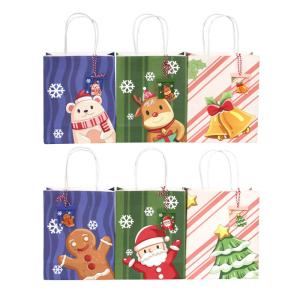 Wholesale UV Printing Portable Kraft Paper Christmas Gift Bags 18*9*23cm from china suppliers