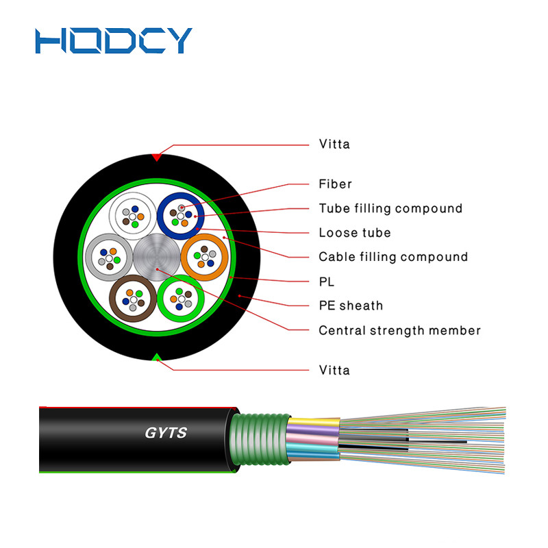 Hochiry Custom Outdoor Fiber Optic Cable G652D GYTS Multi Loose Tube Stranding