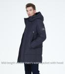 Knitted Cuff Mens Heavy Winter Coat Mens Wool Winter Coat With Four Pocket