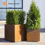 Square Corten Steel Rustic Metal Planter Boxes Laser Cutting