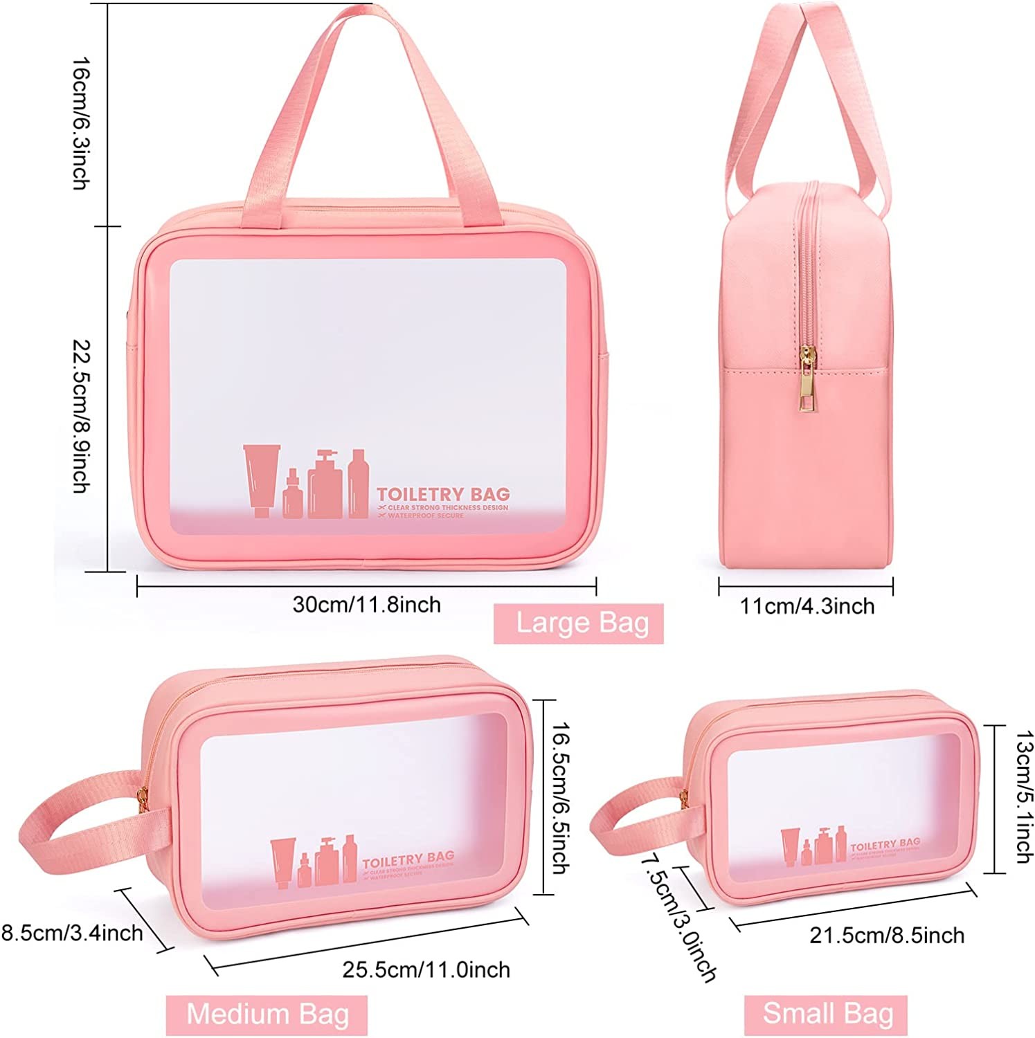 Women Transparent Glitter Makeup Bag Clean PVC Cosmetic Bag