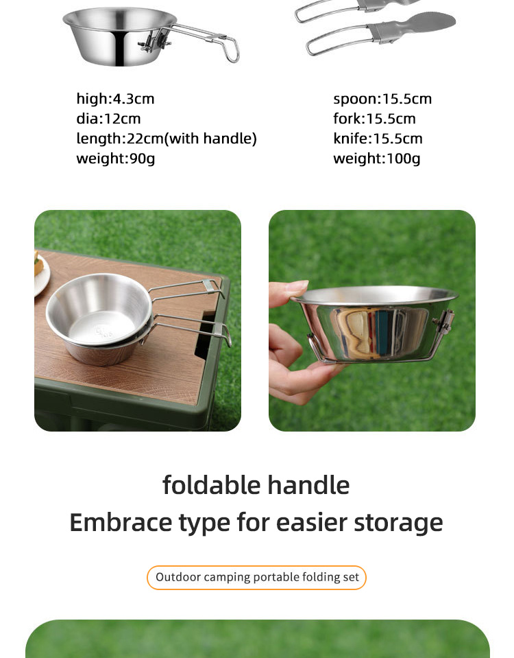 Customized Logo Outdoor Cookware Set Stainless Steel For BBQ