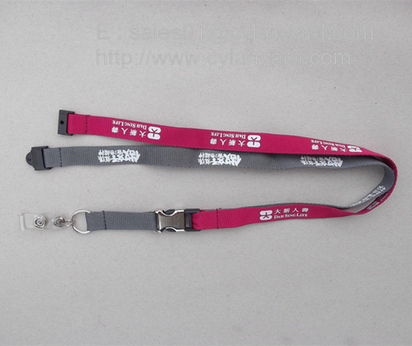 Colored ribbon with printed business logo