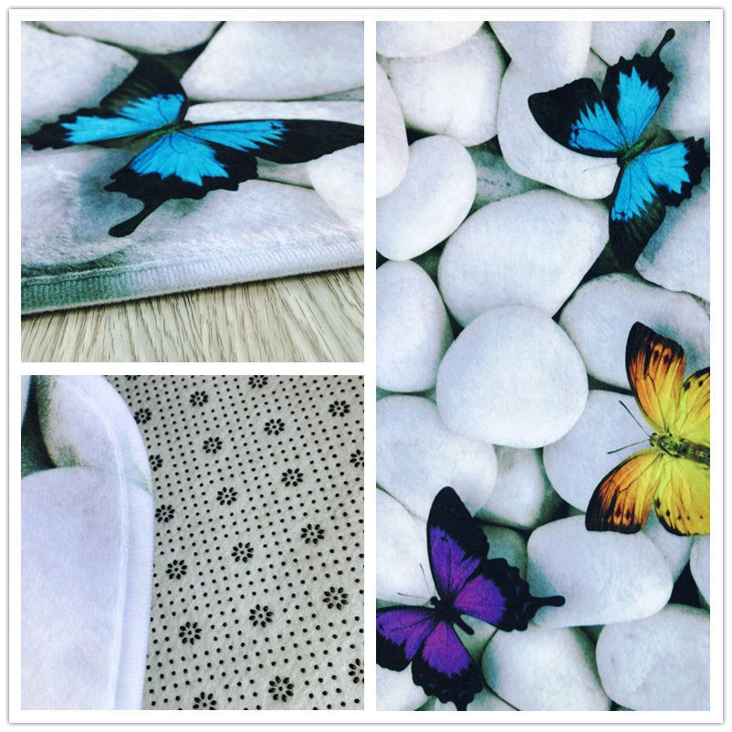 3pcs Toilet Mat Set U Shaped Stone Printed Restroom Rug Set