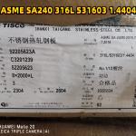 Ferrite Stainless Steel 316L Round Plate With Less Than 2% 3" Thickness 1.4404