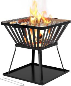 Wholesale Outdoor Heating Trapezoid Metal Wood Burning Firepit Stove with BBQ and Picnic Finish from china suppliers