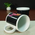 Customized printing black mr thief color changing heat senstive mug cup