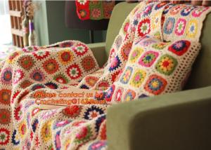 Wholesale Handmade Crochet Pastoral Floral Blankets Decorative Sofa cover /Sofa Backrest Towel Weddi from china suppliers