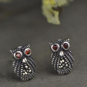 Wholesale Vintage Owl Design Sterling Silver Stud Earrings(XH023333W) from china suppliers