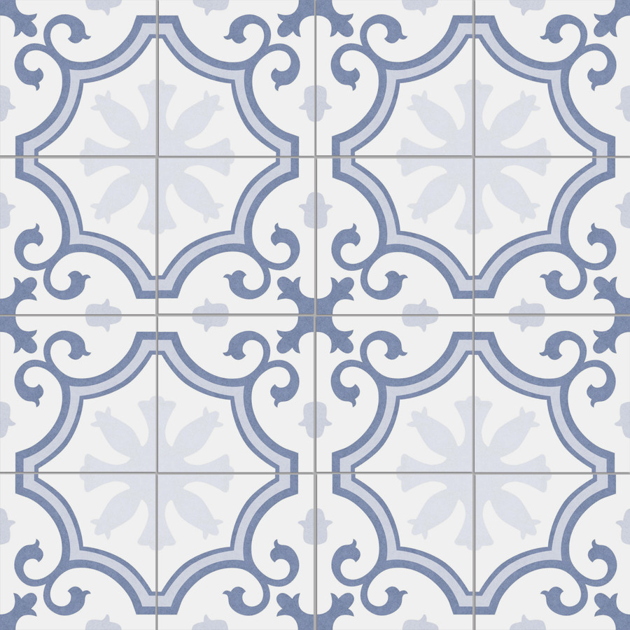 Blue And White 250x250mm durable Floor Ceramic Rustic Tile For Balcony And Retro Wall Tile For Kitchen