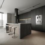 Custom Modern Gold PET Island Kitchen Cabinet High Quality Complete Modular