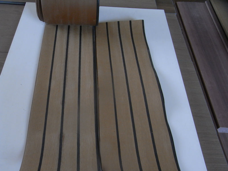 25m/roll Synthetic Teak Wood Decking for Boat Marine Vinyl Flooring Rubber Non-Skid