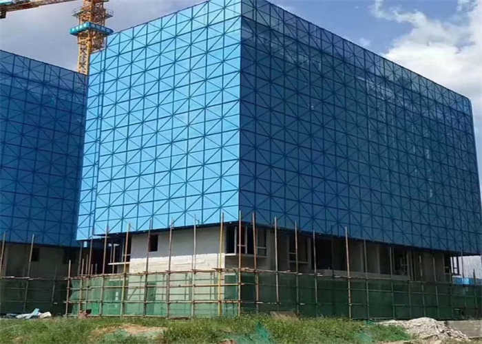 Blue 6mm Mesh Construction Safety Screens High Rise Safety Systems
