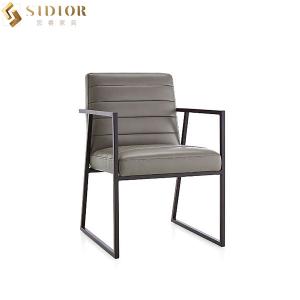 Wholesale Luxury Metal Frame Leather Restaurant Chairs 82cm Grey Pu Dining Chair from china suppliers