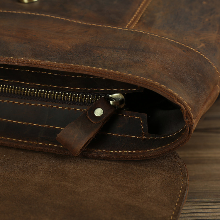Crazy Horse Men Authentic Genuine Leather Backpack Purse