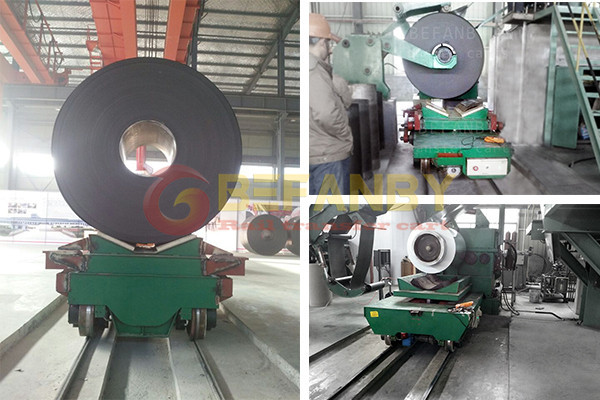 V Frame Motorized Hydraulic Lifting Transfer Cart For Paper Roller Transport