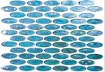 Blue & White Excalibur Oval Mosaic Glass Pool Tile Bush Hammered Surface