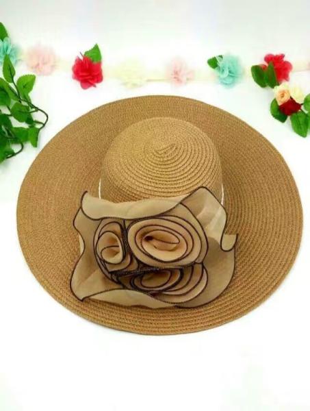 Womens Wide Brim Straw Beach Hat With 100% Raffia Straw Outdoor Protecting