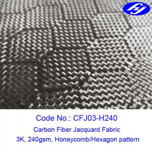 Wholesale Honeycomb / Hexagon Pattern 3K Carbon Black Fiber Jacquard Fabric from china suppliers
