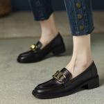 Fashion Black Flat Loafer Shoes With Heels Height 4CM