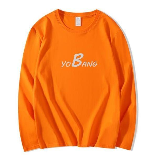 Long Sleeve Orange T-Shirt Skateboard Clothing With Pure Cotton Heavyweight Crew