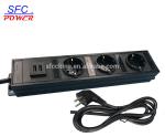 Desktop Outlet Strip ,Aluminum Shell 3 Germany/European Schuko+Dual USB