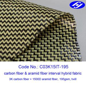 Wholesale Interval Twill 3K Carbon Fiber Fabric / 1500D Yellow Carbon Kevlar Fabric With W Pattern from china suppliers