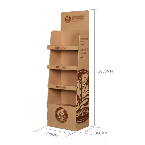 Kraft Paper Corrugated Cardboard Display , Cardboard Floor Display Stand For Retail