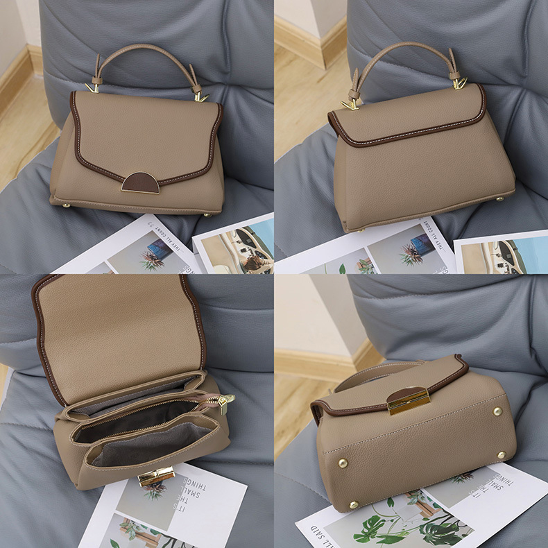 Polyester Lining Exquisite Square Bag Soft Leather Fashionable Handbag for Women
