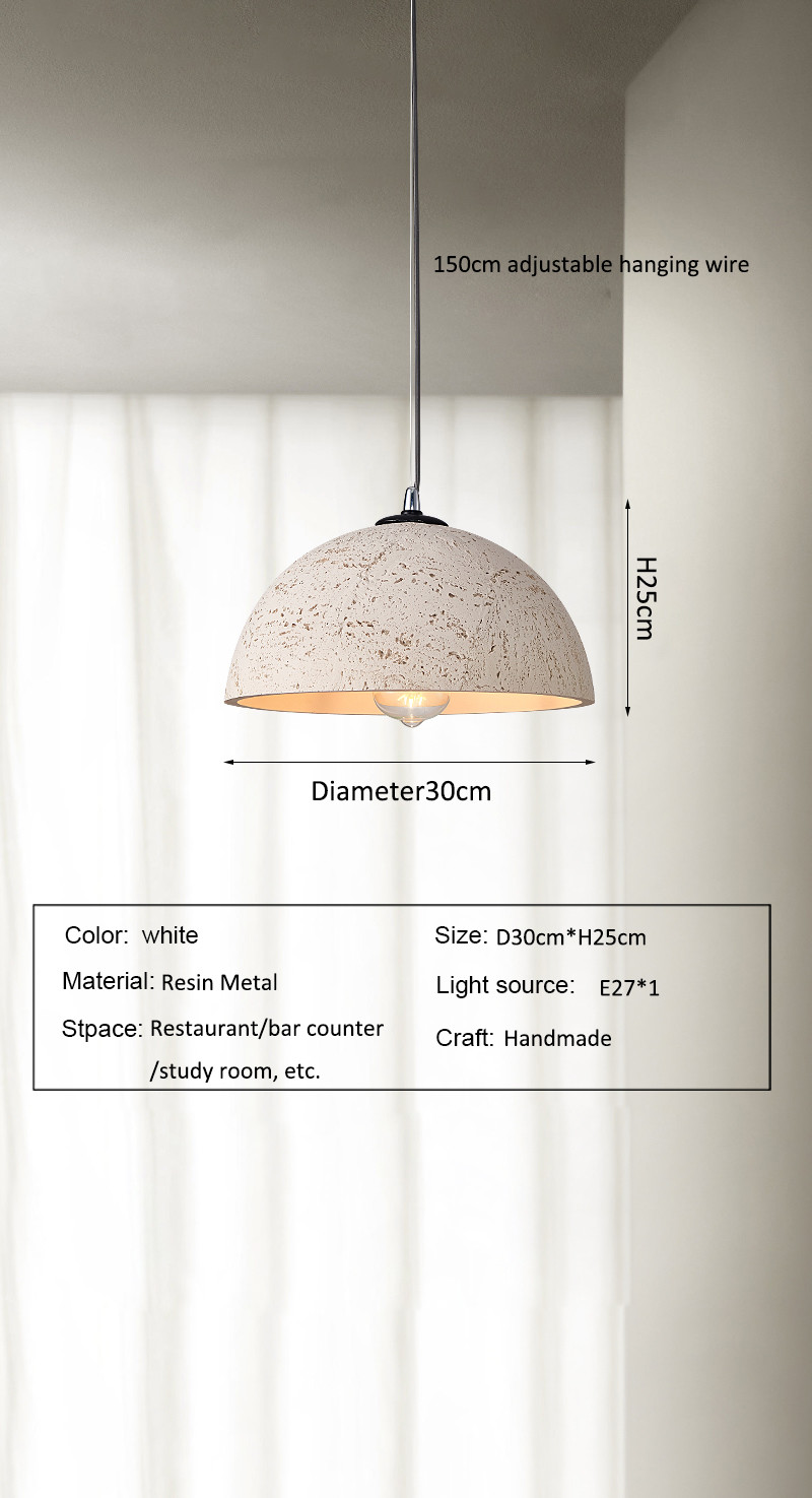 Nordic Simple Wabi-Sabi Style Led Droplights Living Room Bedroom Dome Pendant Light(WH-AP-589)