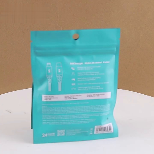 USB data cable custom printing frosted mylar bag self sealing bag phone case pouch aluminum foil packaging bag