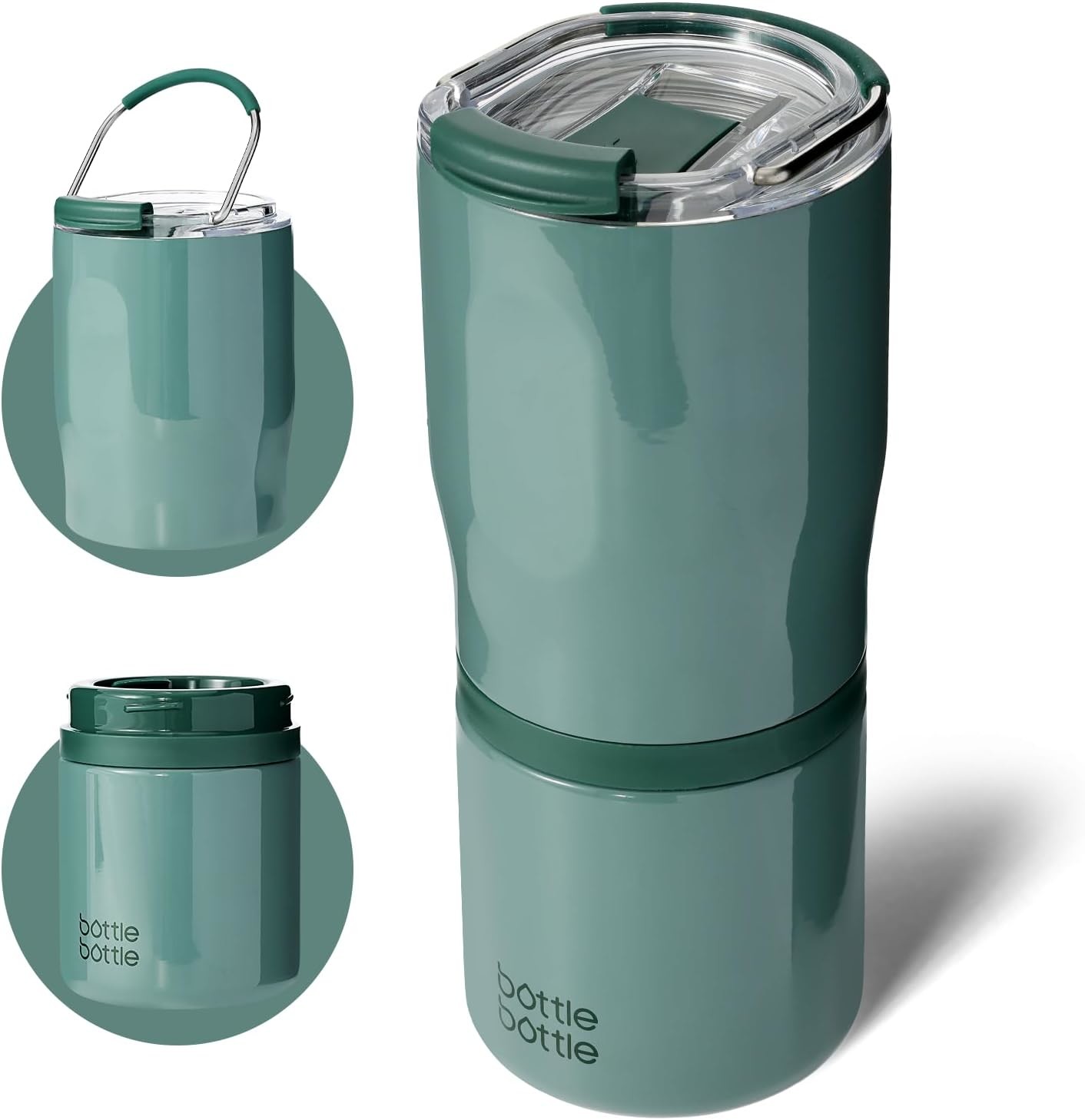 Custom Double Section Vacuum Travel Mug 2in1 Coffee Tumbler 13 Ounces