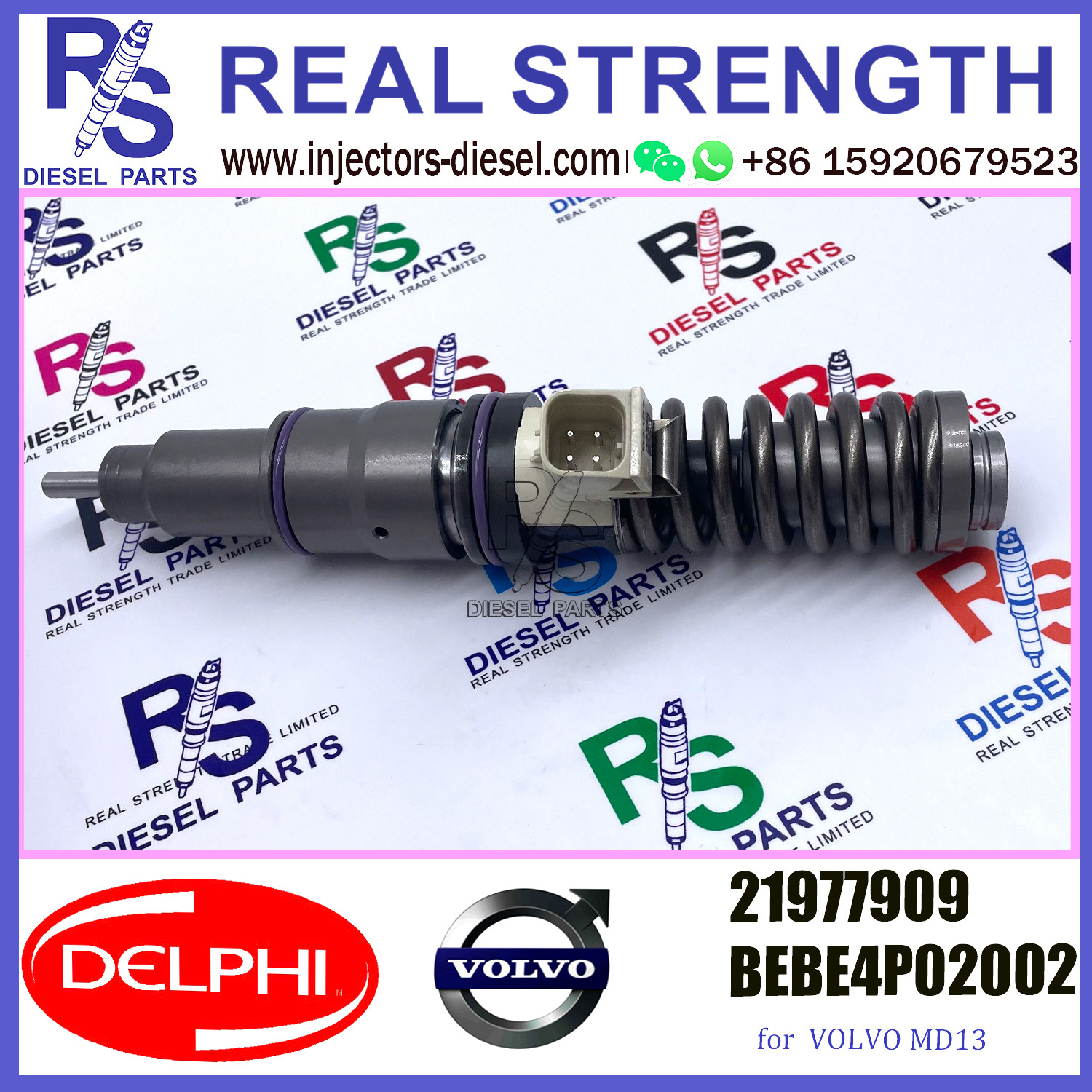 DELPHI 4pin injector 21977909 Diesel pump Injector V-O-L-V 21977909 BEBE4P02002 E3.27 for V-O-L-V MD13 EURO 6 LR