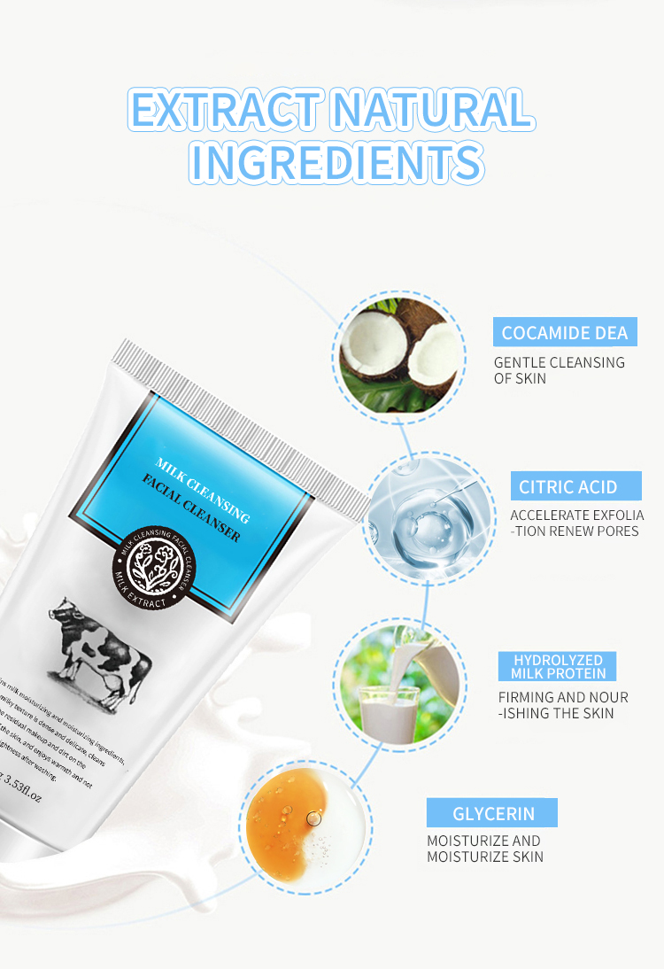 Hot Selling Gentle Cleaners Pores Milk Foam Face Cleansing Facial Cleansers Face Wash