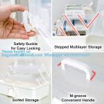 3-Layers Plastic Portable Storage Box,Household Plastic Craft Supply Box With