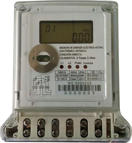Brownouts Operatable 2 Phase Electric Meter , Large Volume Electronic Kwh Meter