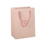 Eco Friendly Pink Paper Packaging Bags For Cosmetic With Ribbon Handle