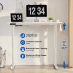 Standing Desk with Dual Motor Electric Height Adjustment and White Wooden Coffee