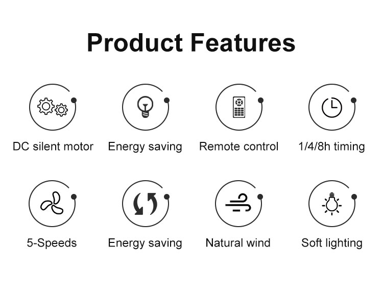 52" High Speed Plastic Ceiling Fan with Modern Design and Color Temperature 3000K