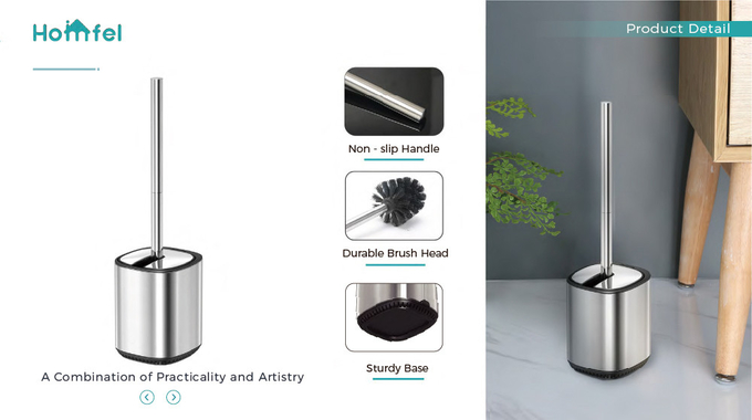 Stainless Steel Flip Lid Toilet Brush And Holder For Household Toilet Cleaning Essentials