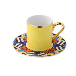 Wholesale 90cc Gold Rim Turkish Color Glazed Ceramic Fashion Coffee Cups And Saucer Set from china suppliers