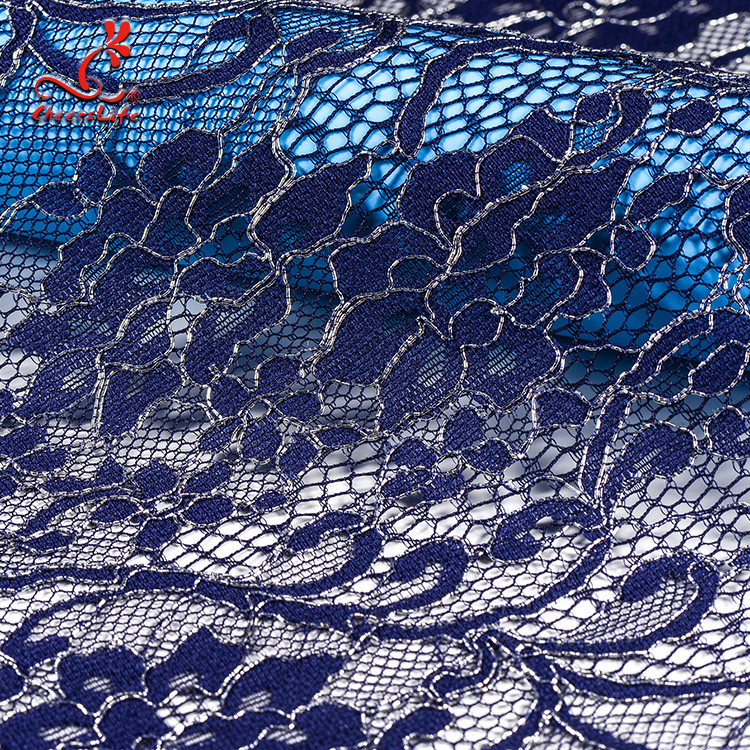 Wholesale French Royal Blue Lace Fabric Textiles Product Voile For Garment