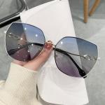 Hollow Gradient Color Metal Frame Sunglasses Polarized For Women