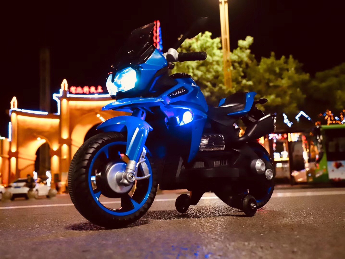 Blue Extra-Wide Seats 6v Motorcycle Bike for 10 Year Old Child Electric Kids Motorcycle