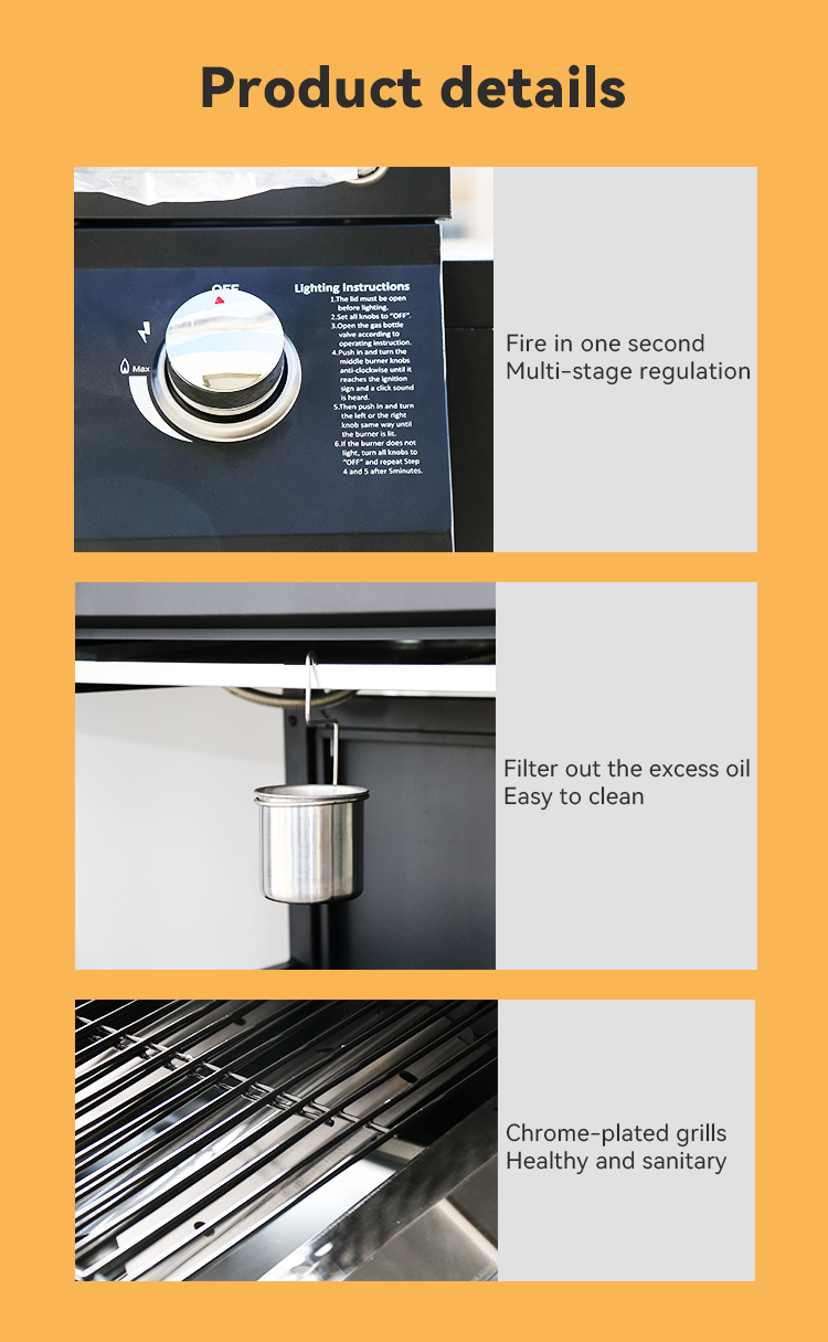 Metal Housing Smokeless Propane 2 Burner Rotisserie Bbq Barbecue Oven Stove Stainless Steel Portable Grill Gas