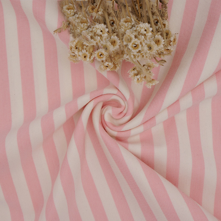 Plain Jersey 175gsm Striped Knit Cotton Fabric For Casual Wear