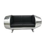 Modern Aluminum 2 Seats L173cm Aviator Leather Sofa For Leisure Area