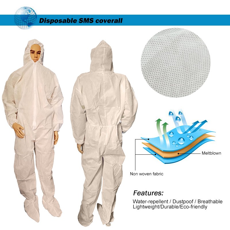 Disposable Pp Non Woven Working Safety Coverall / Disposable Isolation Gowns