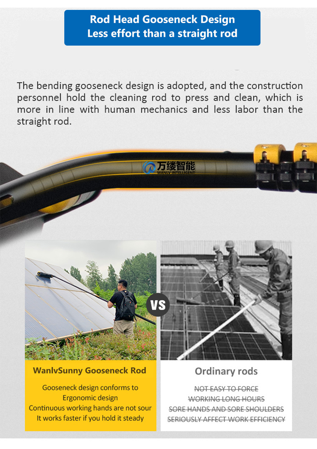 Carbon Fiber Telescopic Pole Solar Panel Cleaning Rolling Brush with Water Fed Solar Panel Cleaning System