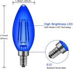 4W C35 Colored Edison Bulbs Blue E12 Candelabra Light Bulbs